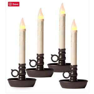 Plow & Hearth Battery-Operated Colonial Window Candles, Set of 4 - Bronze